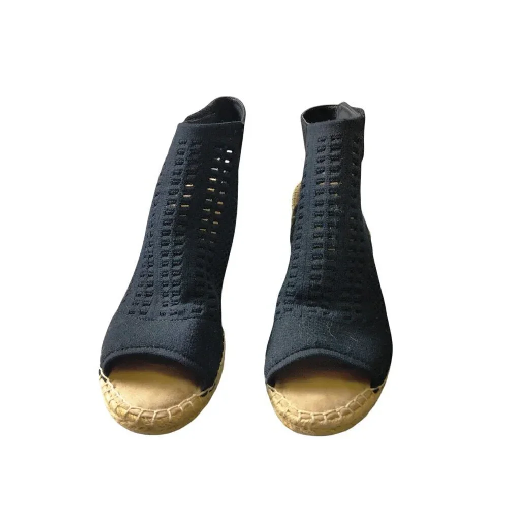 Steven By Steve Madden Women's Size 8 Evers Espadrille Black Mesh Stretch Wedge